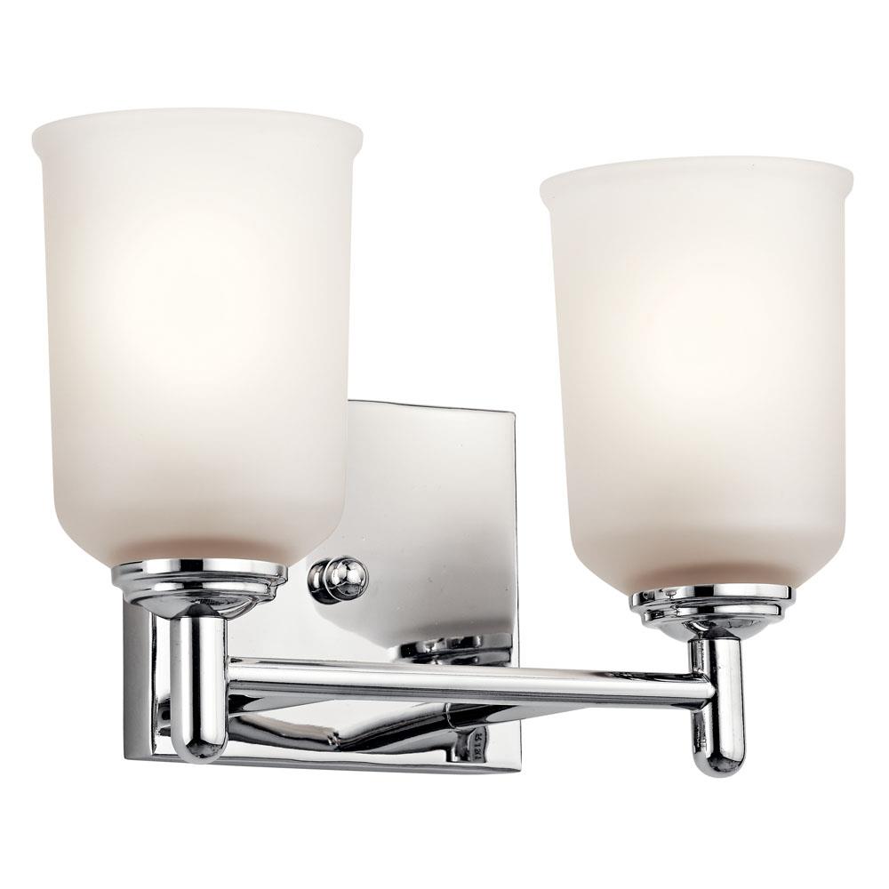 Kichler 45573CH Shailene 12.5" 2 Light Vanity Light with Satin Etched Glass in Chrome in Chrome